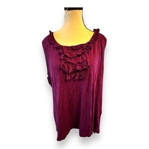 Women’s XXL Old Navy Wine Ruffle Bust Sleeveless Top 16 18 2XL